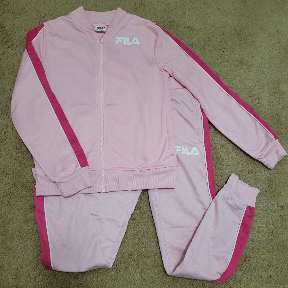 Fila Light Pink and Dark Pink Tracksuit